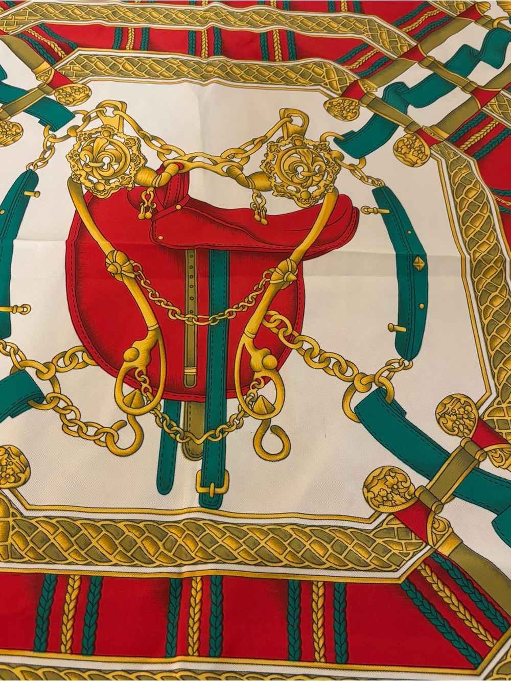 Classic Equestrian Theme Poly Scarf Made In Italy